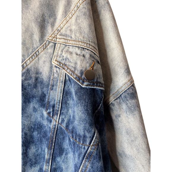 Fashion Nova Nonstop Denim Jacket Acid Wash Size 1X Ombré Cropped Long Sleeve - Picture 5 of 15